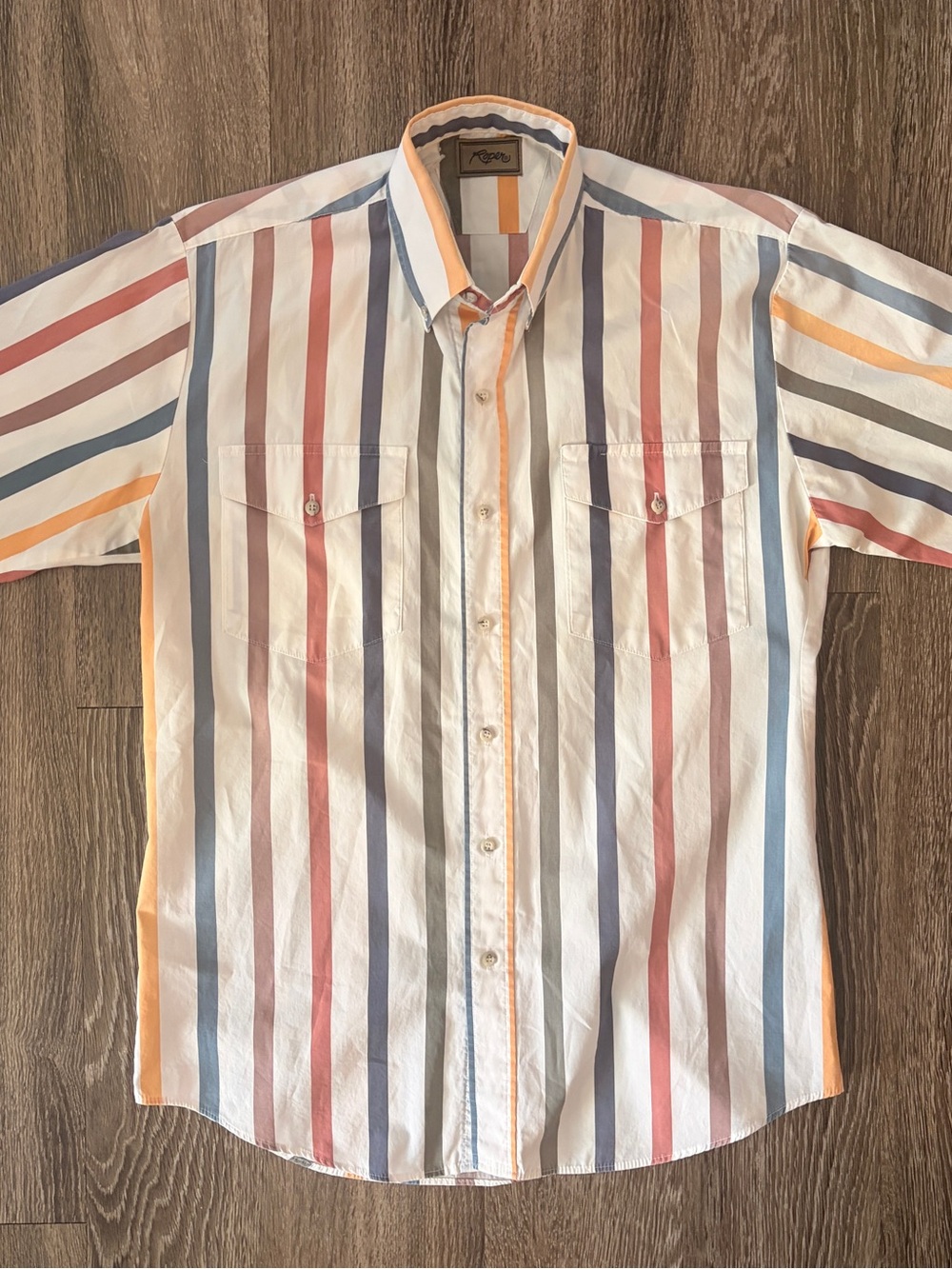 Casual Multi-Stripe Short Sleeve Shirt - Pastel Stripes